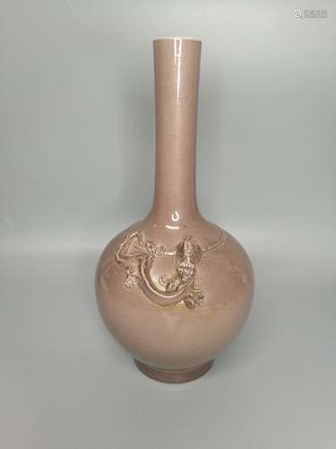 CHINESE PORCELAIN DARGON LONG NECK VASE ,H28.5CM