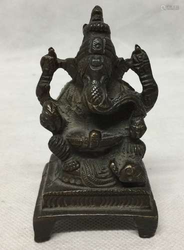 19TH C BRONZE INDIAN GANESHA ,H 10.5CM