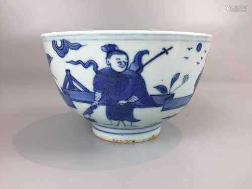 CHINESE BLUE AND WHITE PORCELAIN BOWL, D 11.5CM , H 6.5CM