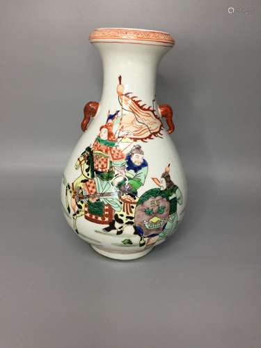 CHINESE FAMILLE ROSE PORCELAIN VASE ,HAND PAINTED FIGURES  ,...