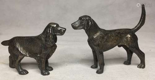 PAIR OF SILVER PLATED DOG PAPER WEIGHT , H 9.5CM , 7.5CM