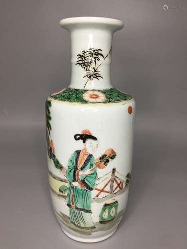 CHINESE FAMILLE VERTE PORCELAIN VASE,HAND PAINTED FIGURES ,2...