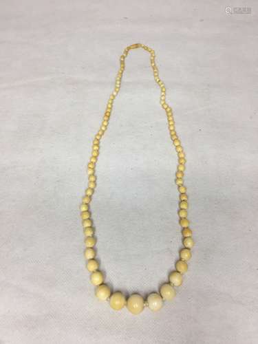 IVORY ROUND BEAD NECKLACE ,LARGEST BEAD 1.6CM ,41CM LENGTH