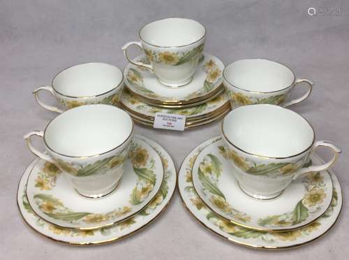 FIVE SET DUCHESS GREEN SLEEVES TEA CUP ,SAUCER AND CAKE PLAT...