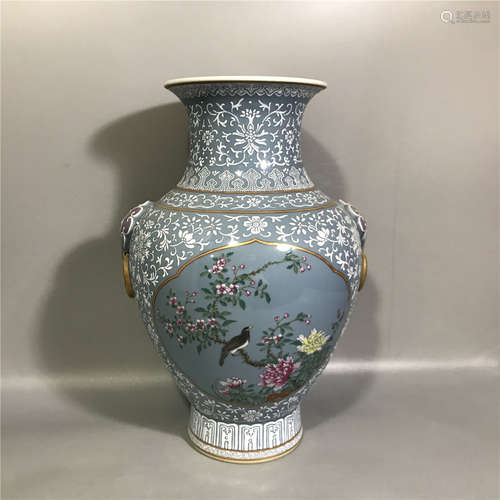 CHINESE FAMILLE ROSE PORCELAIN VASE ,H 30.5CM