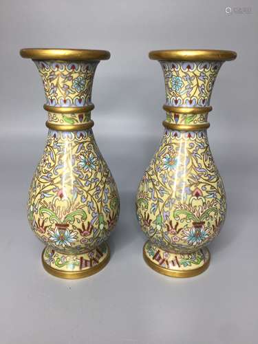 PAIR OF CHINESE CLOISONNE VASE ,H15.5CM