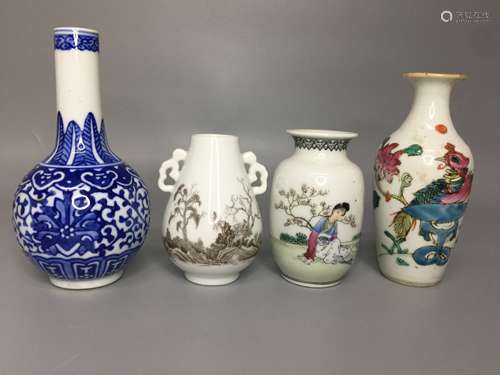 FOUR CHINESE PORCELAIN VASE ,TALLEST 13.5CM