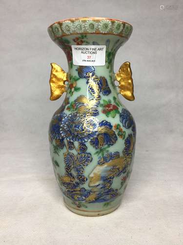 CHINESE FAMILLE ROSE PORCELAIN VASE ,H 21.5CM