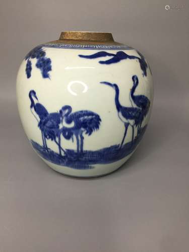 CHINESE BLUE AND WHITE GINGER JAR ,H18CM