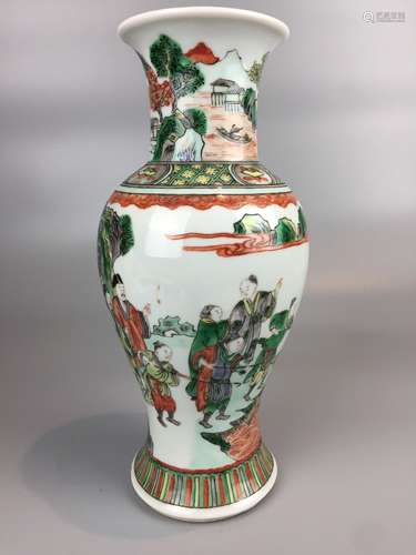 WITHDRAWN   CHINESE FAMILLE VERTE PORCELAIN VASE ,HAND PAINT...