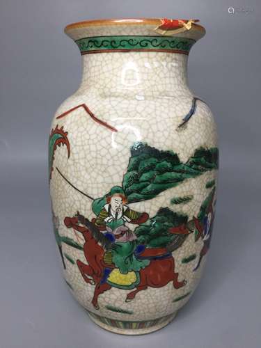 CHINESE FAMILLE VERTE PORCELAIN VASE,HAND PAINTED FIGURES ,2...