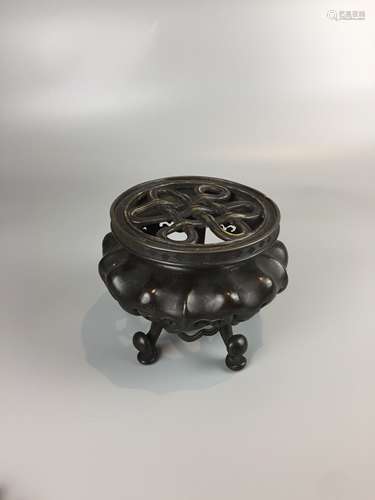 CHINESE BRONZE STAND , WEIGHT 1.85KG H 11.5CM ,D 16CM