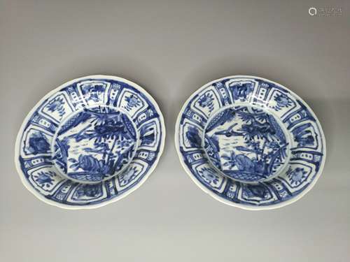 PAIR OF CHINESE BLUE AND WHITE PLATE ,D17CM