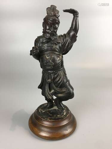 CHINESE BRONZE STANDING FIGURES ,H22.5CM ,WEIGHT 1.15KG