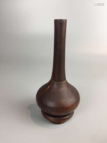 CHINESE HARDWOOD CRAVED VASE , H16CM