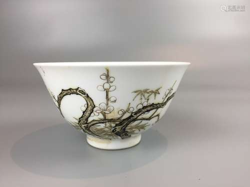 CHINESE FAMILLE ROSE PORCELAIN BOWL ,D11CM , H 6CM