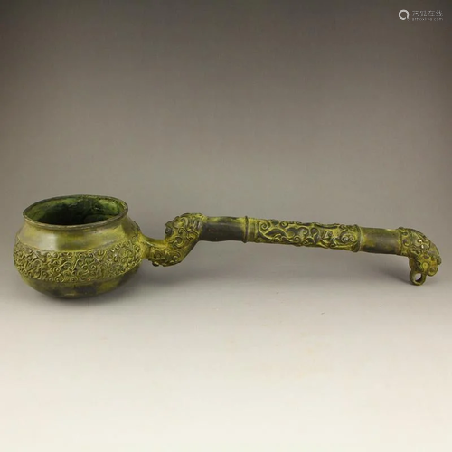 Vintage Chinese Bronze Dragon Head Ladle