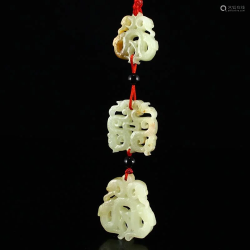 Openwork Vintage Chinese Hetian Jade Pendant