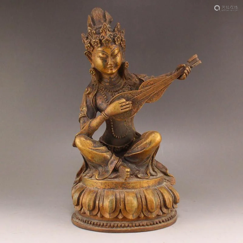 Vintage Chinese Brass Figure Statue