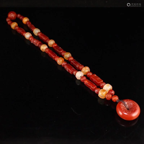 Old Chinese Red Agate Lucky Pendant/ Necklace