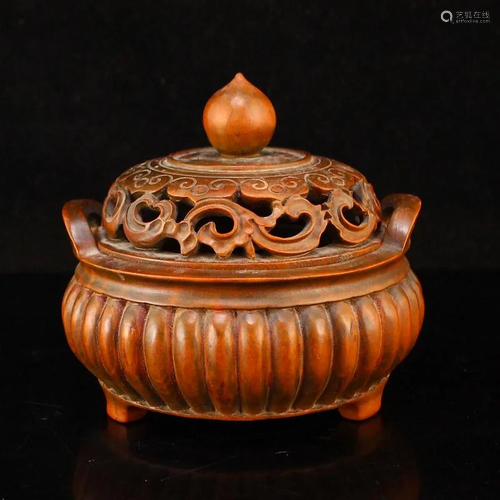 Vintage Chinese Boxwood Wood Incense Burner