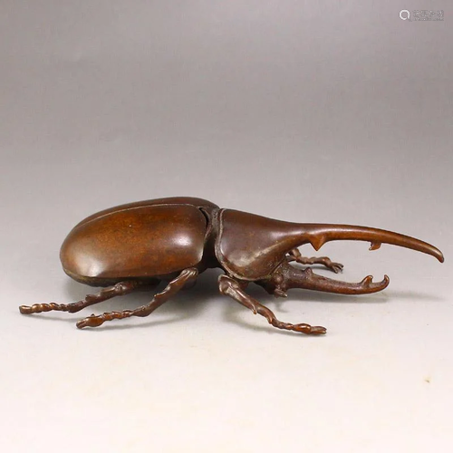 Vivid Chinese Red Copper Beetle Statue