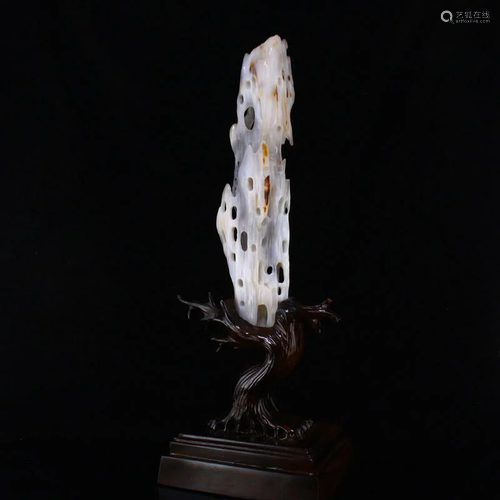 Beautiful Natural Wood Fossil Stone Statue