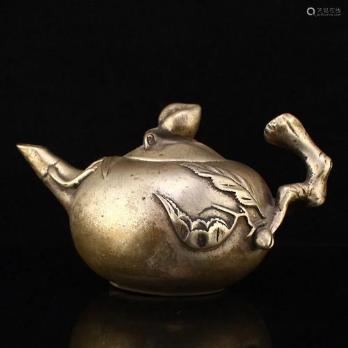 Vintage Chinese Silver Peach Teapot