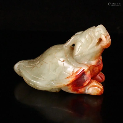 Natural Hetian Jade Fortune Dragon Turtle Pendant