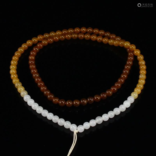 Chinese Natural Hetian Jade Beads Necklace