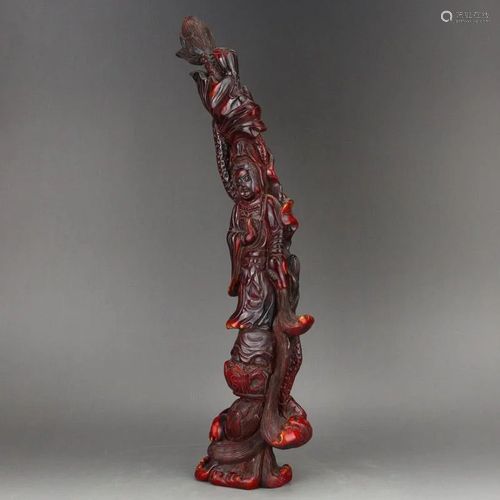 Vintage Chinese Ox Horn Kwan-yin Statue