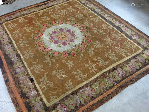 Antique Aubusson Rug 6'2'' X 7'1''