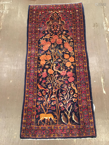 Antique Kashan Rug 2'2'' X 5'0''