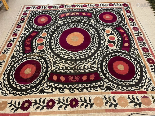 Vintage Suzani Embroidery 8'3'' X 8'3''