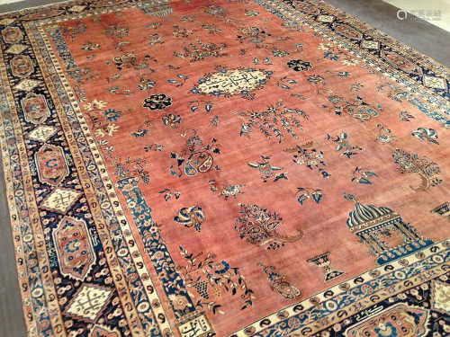 Antique Kirman, Lavar Carpet 11'3'' X 15'11''