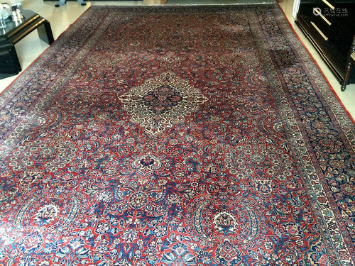 Antique Kashan Carpet 9'10'' X 19'8''