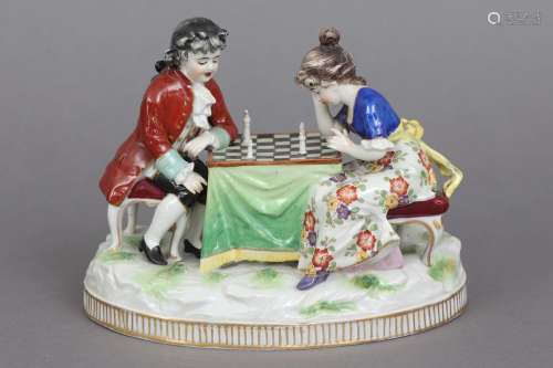 Wohl VOLKSTEDT Porzellanfigur ¨Junges Rokoko-Paar beim Schac...