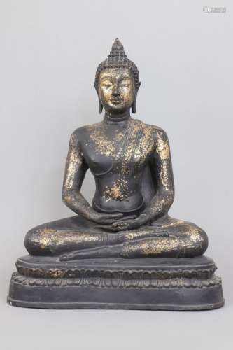 Buddhafigur, Bronze, geschwärzt