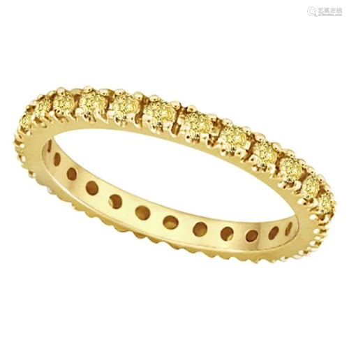 Fancy Yellow Canary Diamond Eternity Ring Band 14K Yell