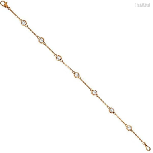 Station Bezel-Set Bracelet 14K Rose Gold 1.00ctw