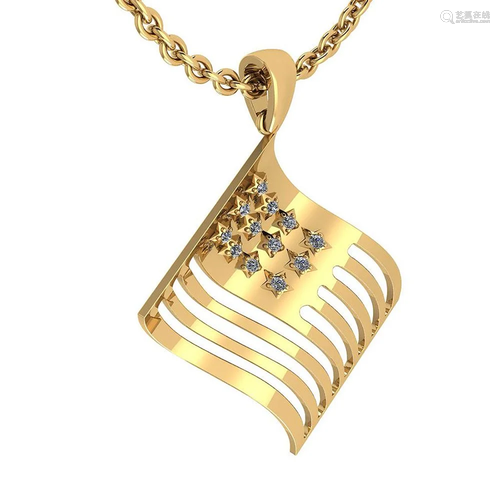 Certified 0.30 Ctw Diamond The American Flag Pendant 14