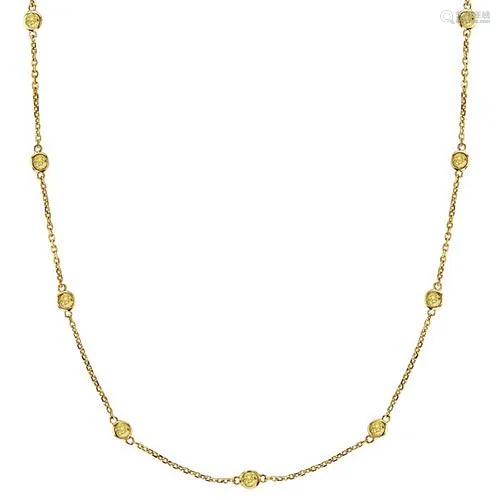 Fancy Yellow Canary Station Necklace 14k Gold (2.00ct)