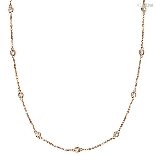 Station Bezel-Set Necklace in 14k Rose Gold 2.00 ctw