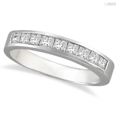 Princess-Cut Channel-Set Diamond Ring in 14k White Gold