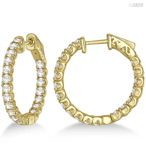 Medium Round Diamond Hoop Earrings 14k Yellow Gold 2.00