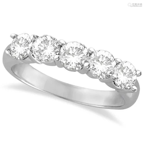 Five Stone Diamond Ring Anniversary Band platinum 1.50c