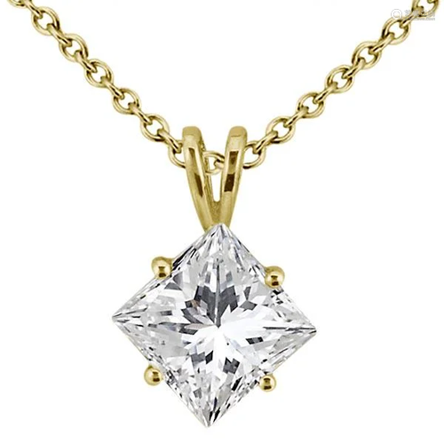 1.00ctw. Princess-Cut Diamond Solitaire Pendant in 18k