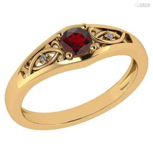 Certified 0.37 Ctw Garnet And Diamond 14k Yellow Gold H