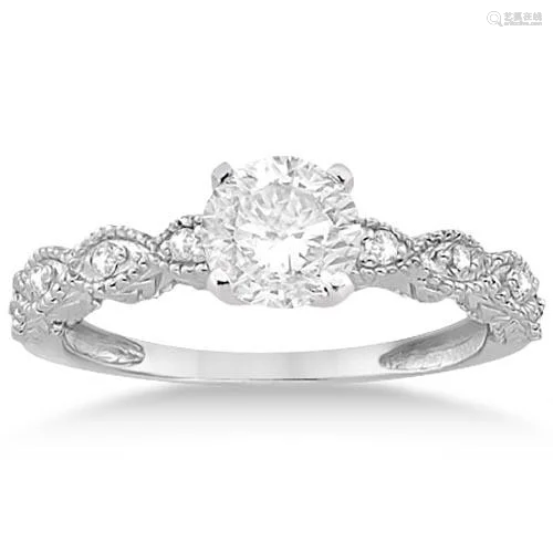 Petite Marquise Diamond Engagement Ring 14k White Gold