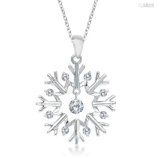 Snowflake Shaped Diamond Pendant Necklace 14k Whit…